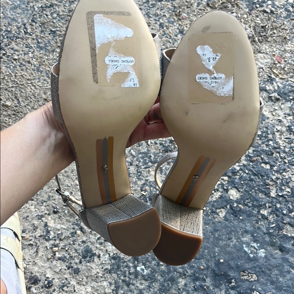 New Elegant Gray/silver Sam Edelman Block Heel Sandals - Picture 10 of 16